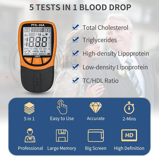 URIT cholesterol test strips 10-count ready for precise lipid readings at a glance.