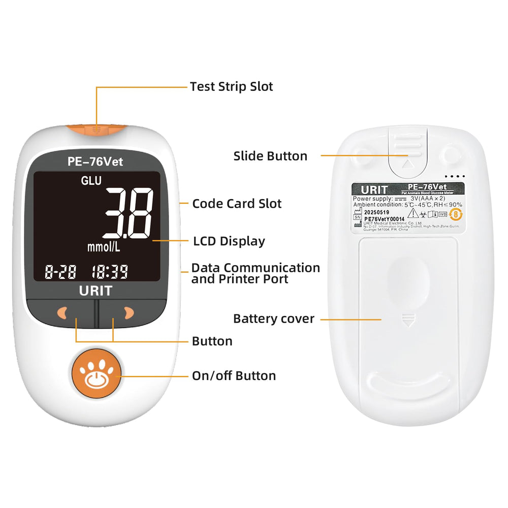 URIT glucose meter packaging in compact design.