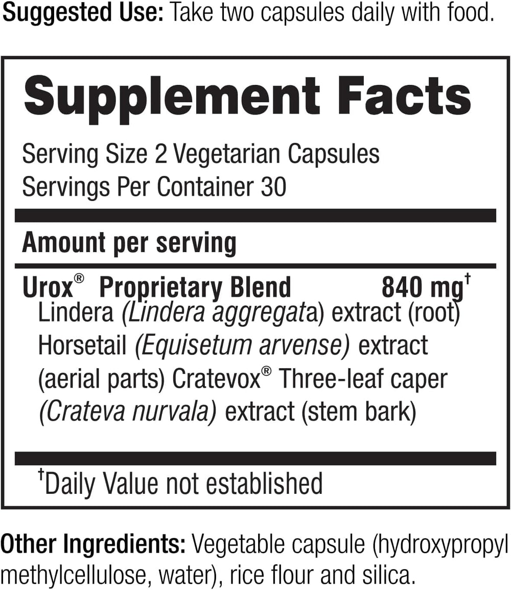 UROX packaging label communicates quality and safety.