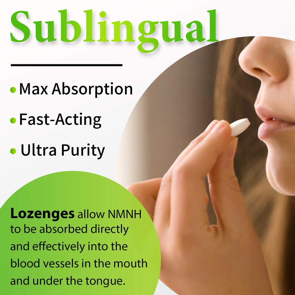 Lifestyle shot of a person taking one Ursinquil NMNH lozenge daily