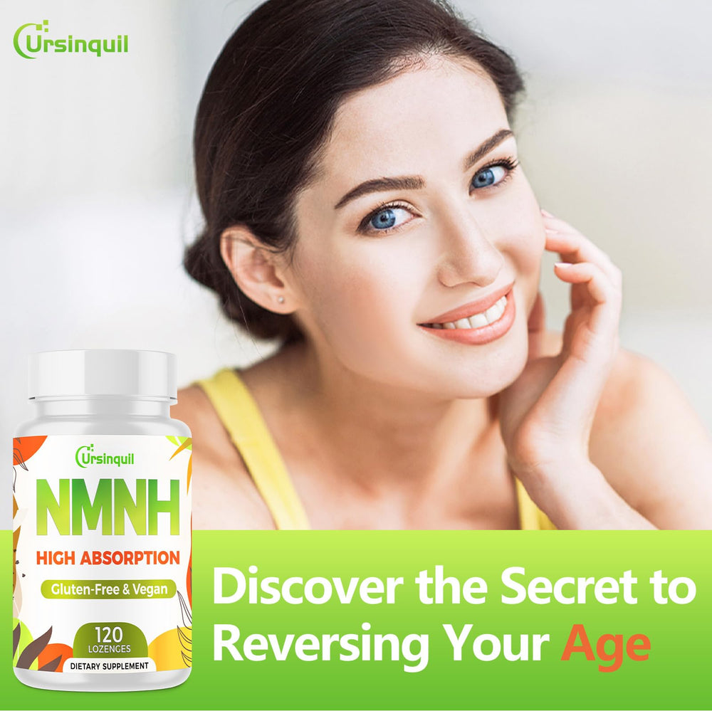 Ursinquil NMNH label detail showing GMP compliance and gluten-free formula.