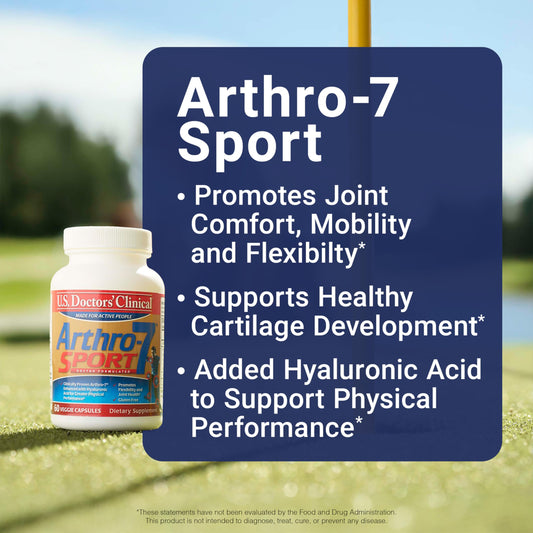 US Doctors' Clinical Arthro-7 Sport bottle back with ingredients and joint health details