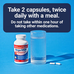 U.S. Doctors’ Clinical Mega MSM advisory board logo suggests doctor-backed formulation.
