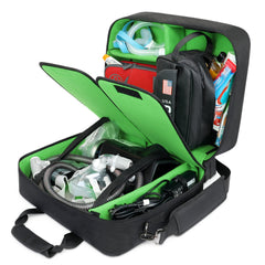 USA Gear XL CPAP Travel Bag interior showcases customizable space for CPAP, cables, hose, and mask.