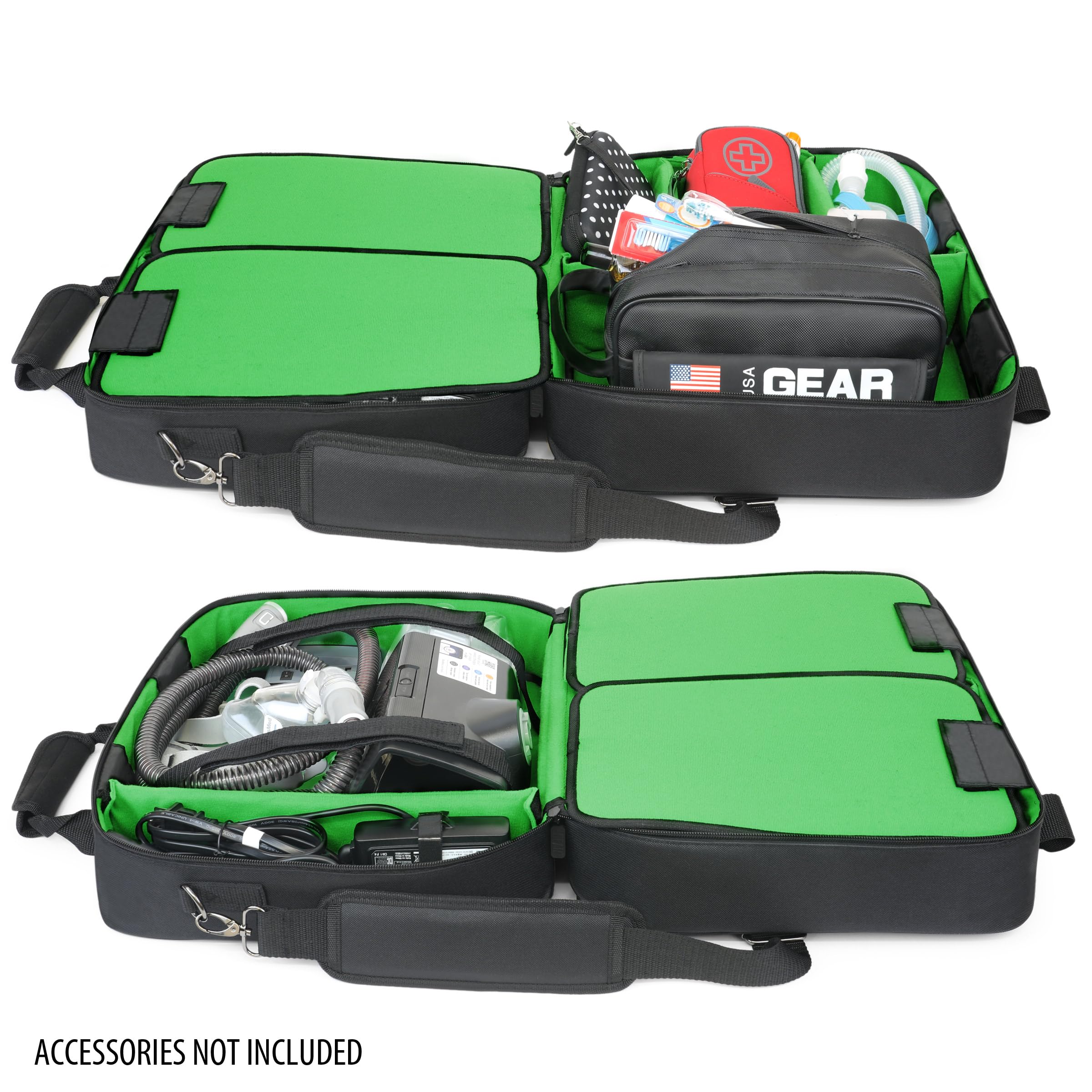 Padded dividers protect CPAP components while keeping gear organized on the go.
