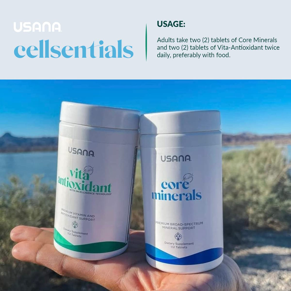 USANA CellSentials packaging shows botanicals and phytonutrients for wellness.