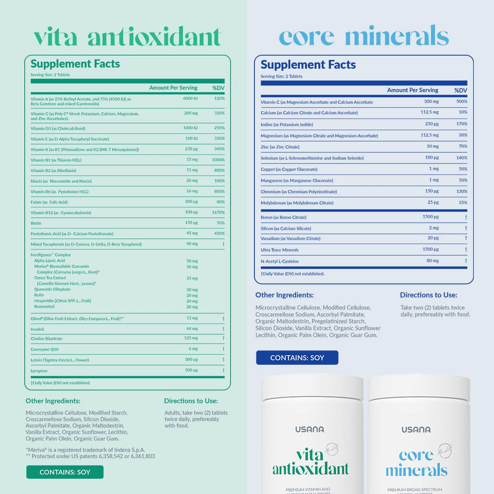 Pill close-up showing Core Minerals for essential physiological processes.