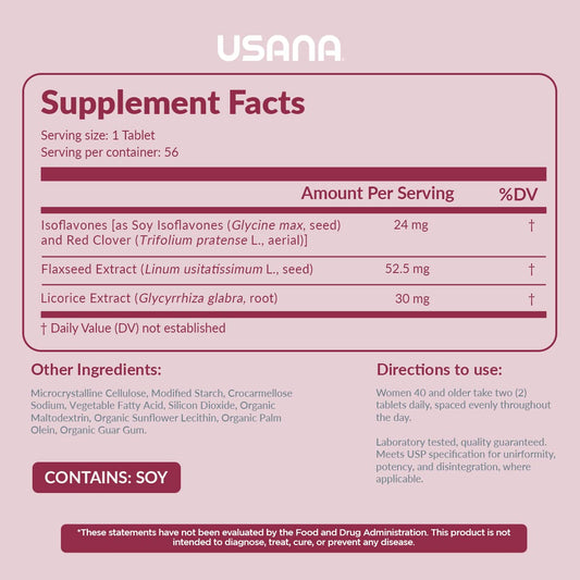 USANA EstroPro tablets closeup highlighting soft capsules for menopause support