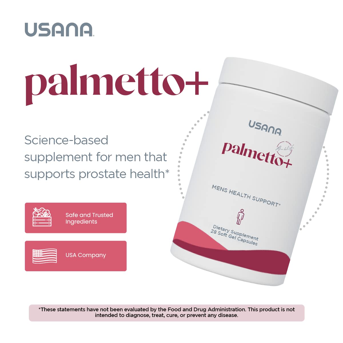 USANA Palmetto Plus soy isoflavones component supports cardiovascular health.