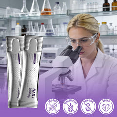USMIRALAB NAD+ packets purity test seal conveys rigorous quality checks.