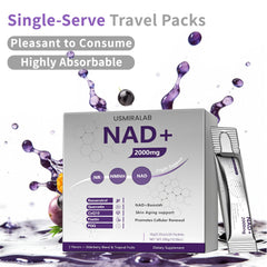 USMIRALAB NAD+ packets in USA-made packaging signals quality and purity.