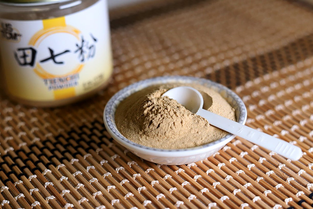 USTCM Tienchi powder fine texture at 120 mesh detail