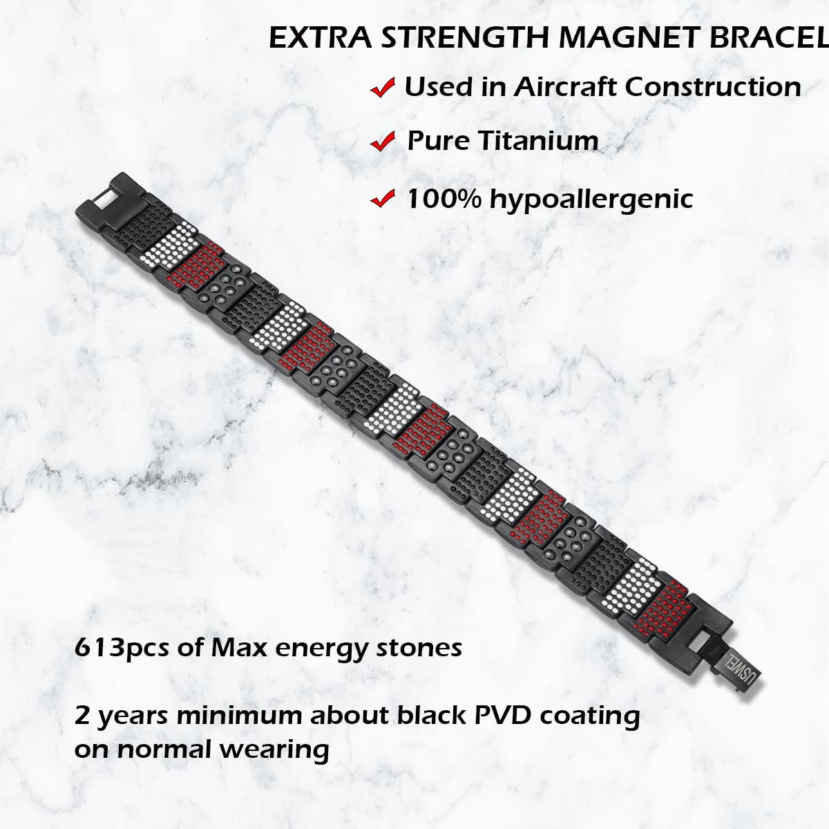 USWEL Strengthen bracelet secure fold-over clasp in use