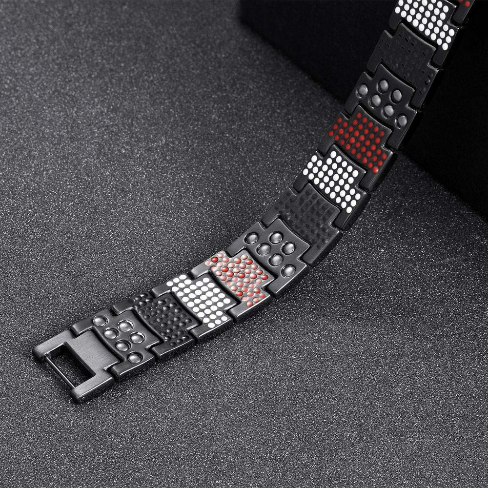 Close-up of USWEL titanium bracelet material showing lightweight, strong titanium construction.