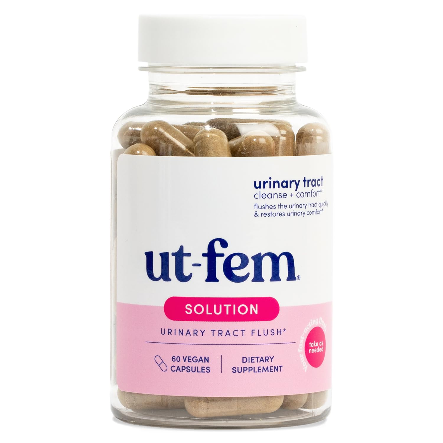 UT-Fem Solution bottle pour for easy daily urinary support.