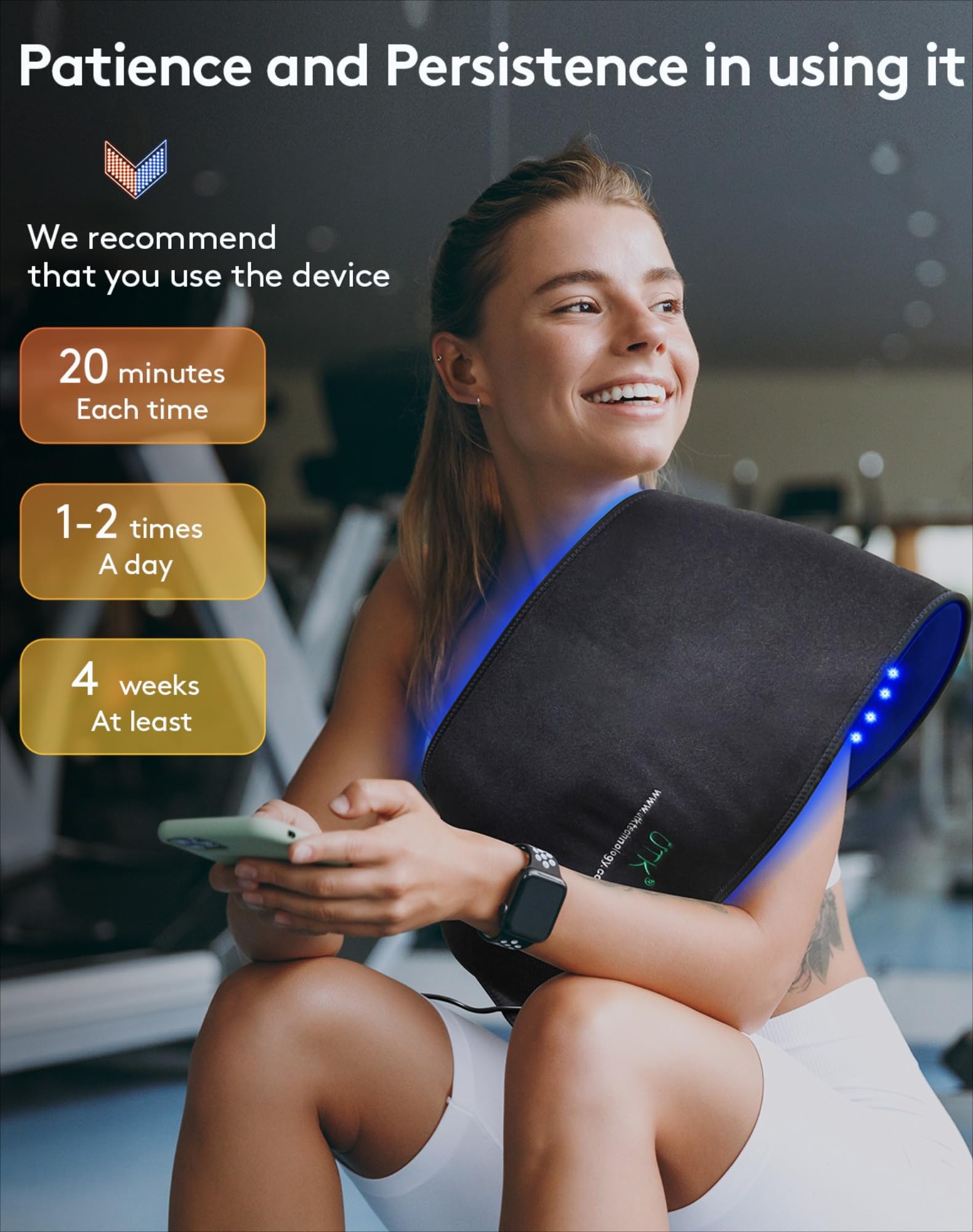 UTK blue red light therapy mat for seated use