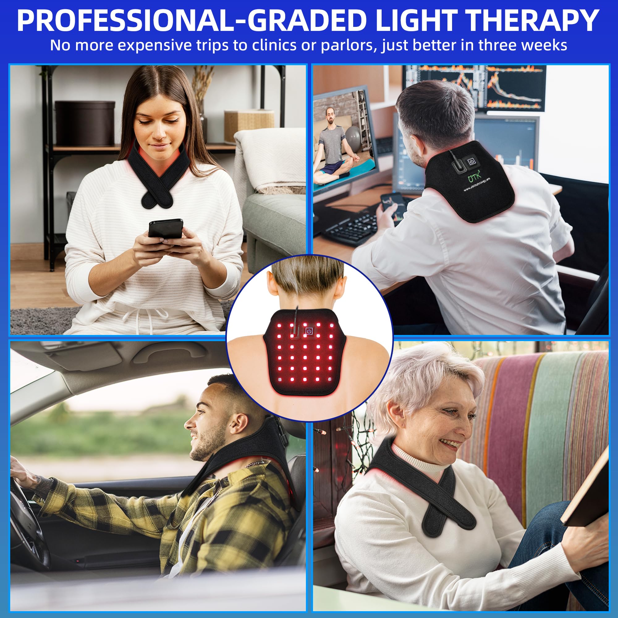 UTK blue-red light neck belt side-panel highlights ergonomic design