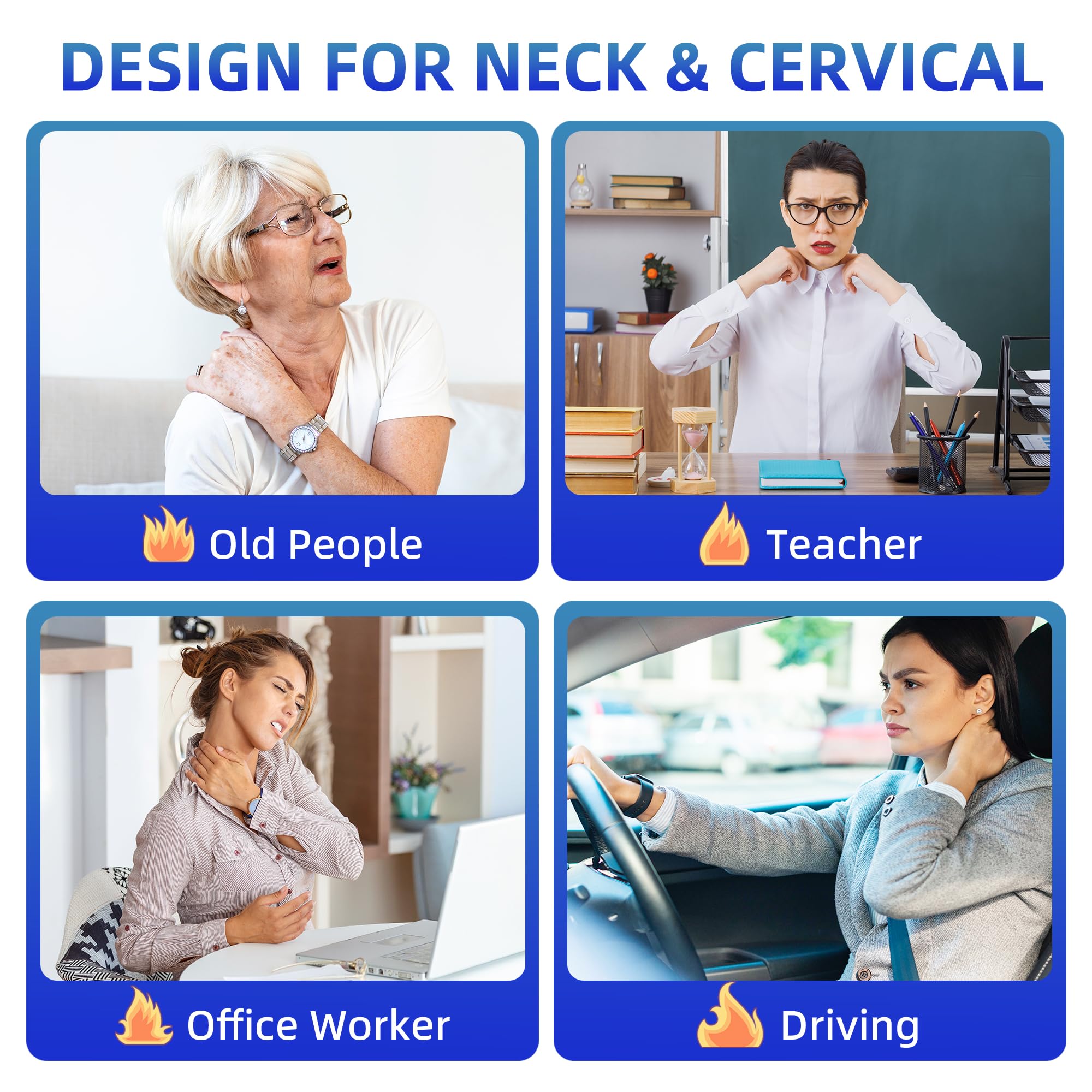 UTK neck belt worn on neck shows comfortable wrap for daily relief