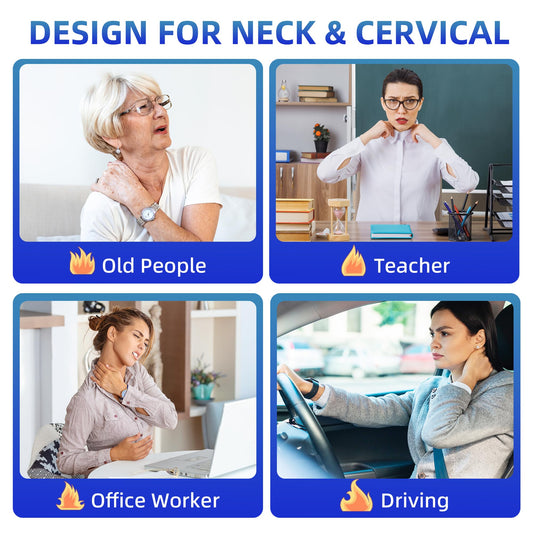 UTK neck belt worn on neck shows comfortable wrap for daily relief