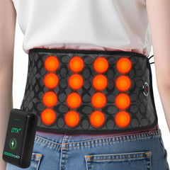 UTK cordless far infrared heating pad worn at the waist for soothing lower back warmth.