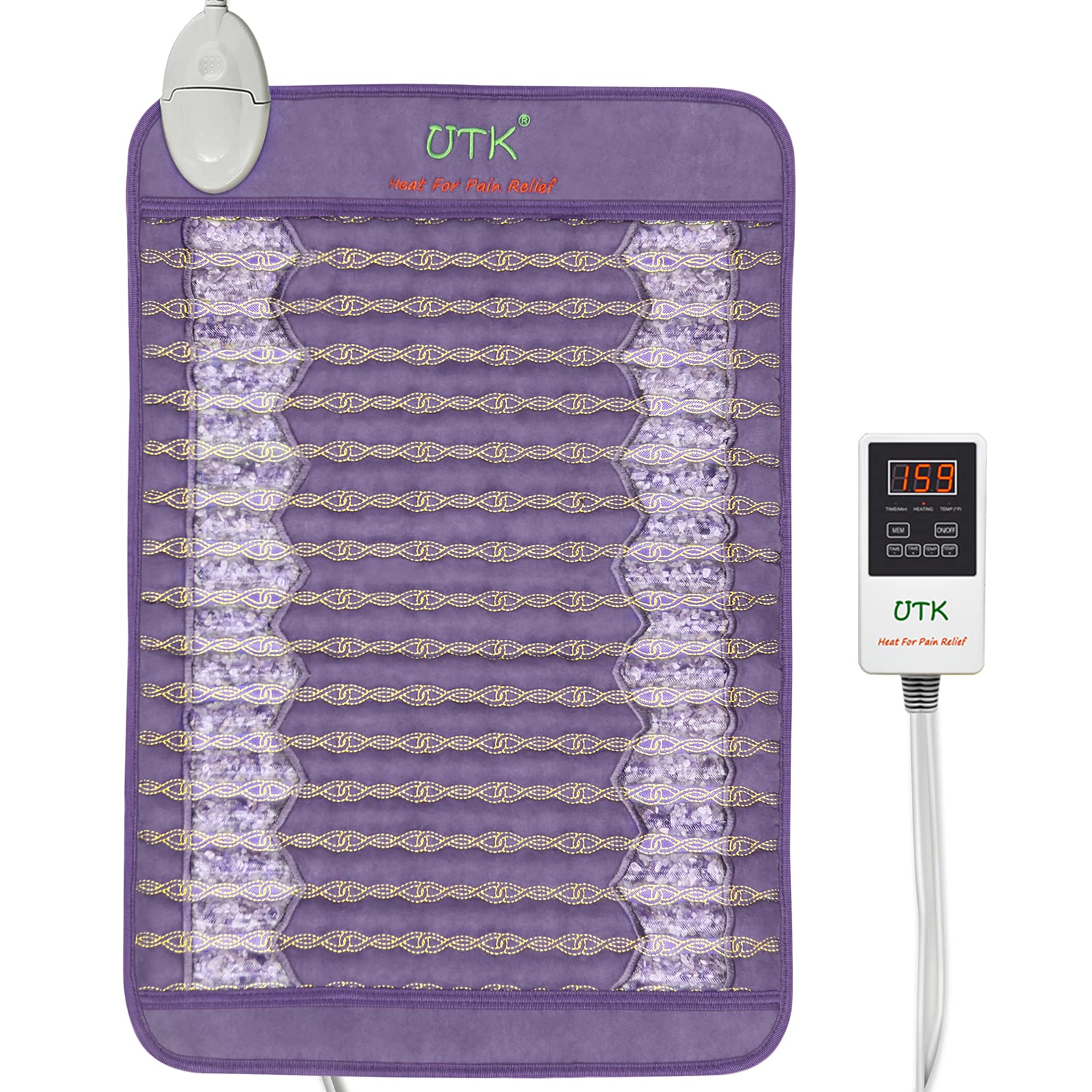 UTK far infrared heating pad on back delivering broad warmth for comfort.