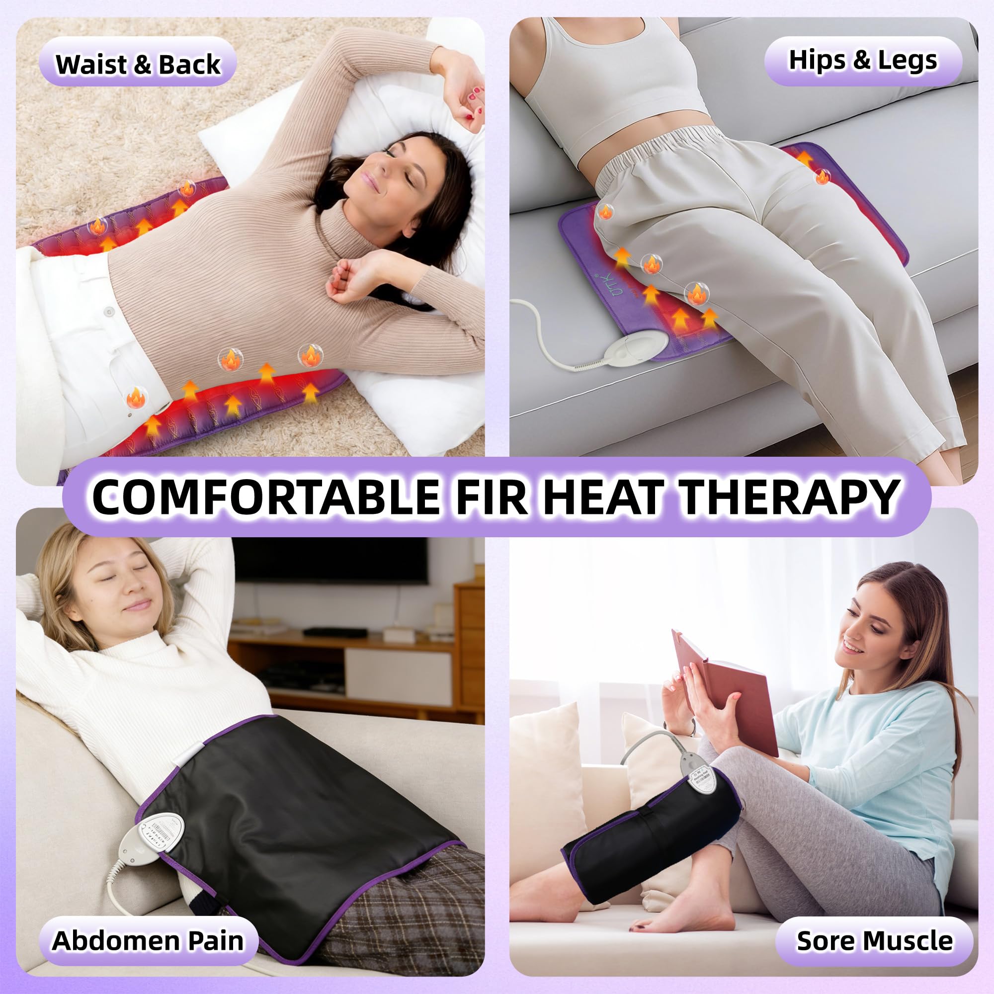 UTK heating pad on the hip providing targeted warmth and comfort.