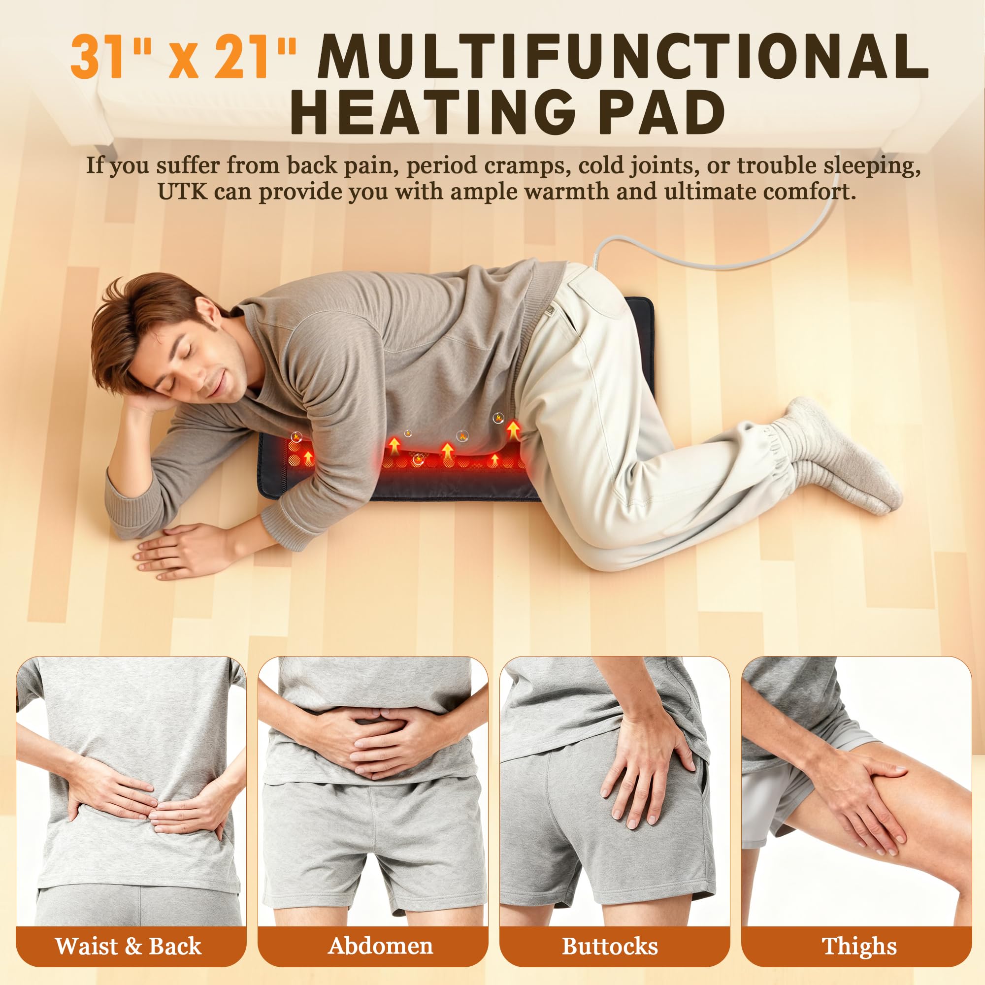 UTK large 21x31 surface covers back, waist, and abdomen.
