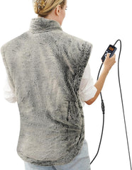 UTK far infrared heating pad on neck and shoulders delivering soothing warmth.