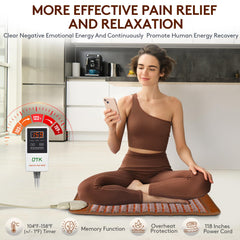 UTK heating pad releasing negative ions to upgrade mood and ease tense muscles.