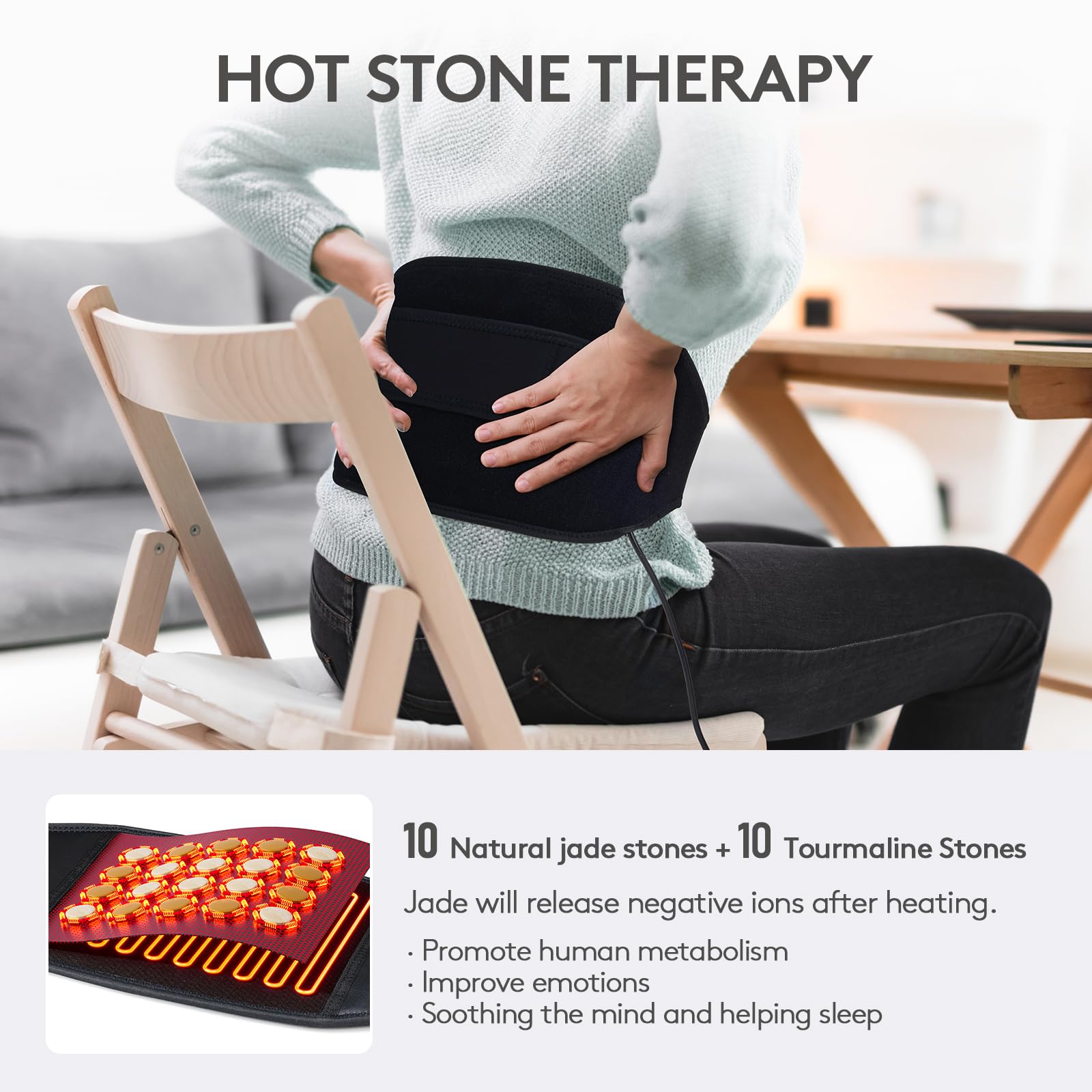 UTK 20 natural jade stones embedded for steady warmth