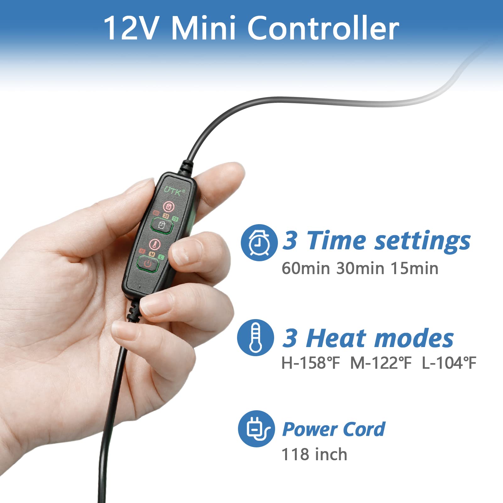 UTK Thumb Wrist Brace Heating Pad with three heat settings for personalized comfort.
