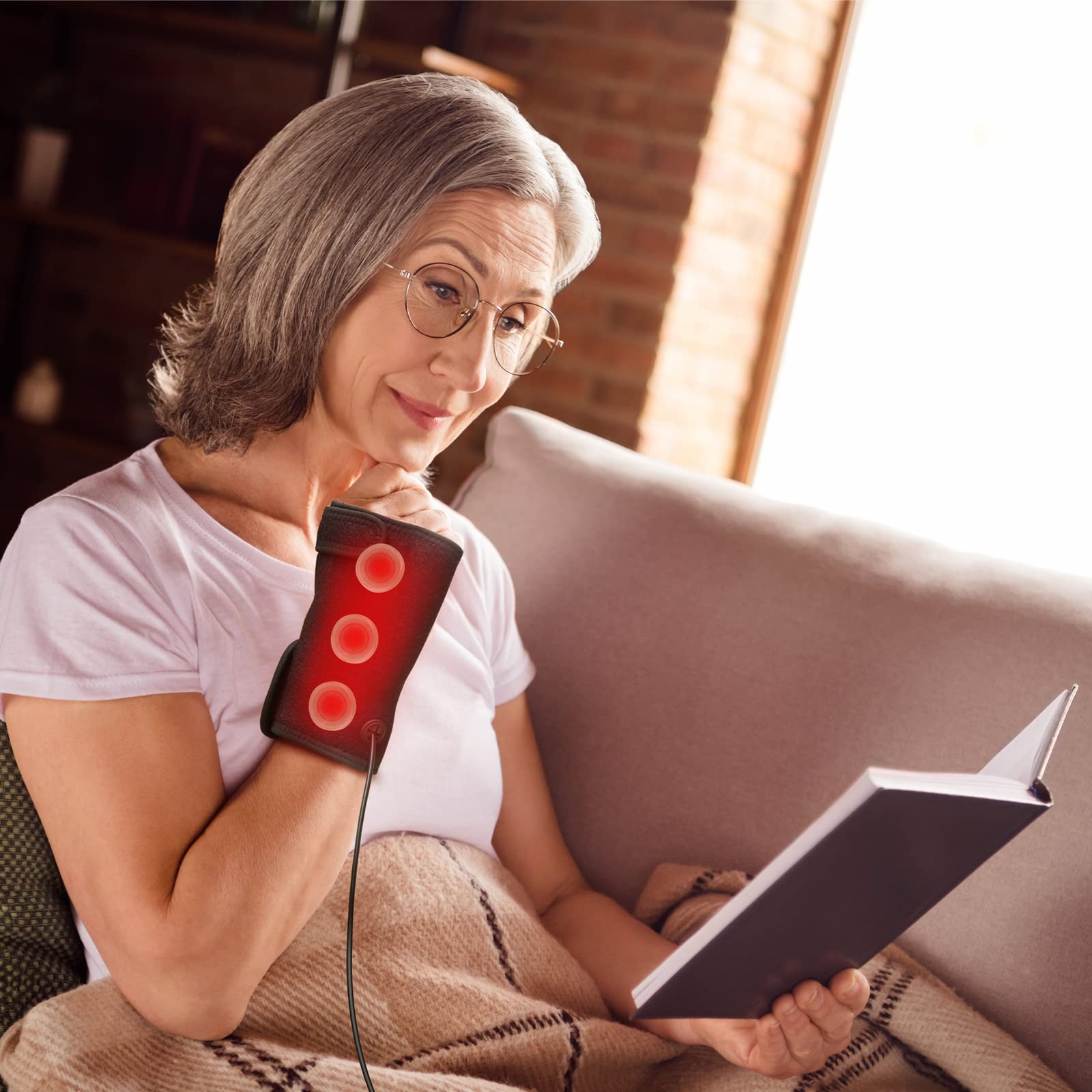 UTK Thumb Wrist Brace Heating Pad with extended cord for mobility.