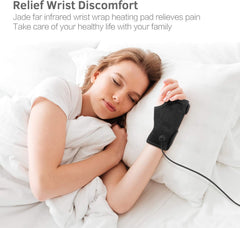 UTK Thumb Wrist Brace Heating Pad side view highlighting adjustable strap and secure fit.