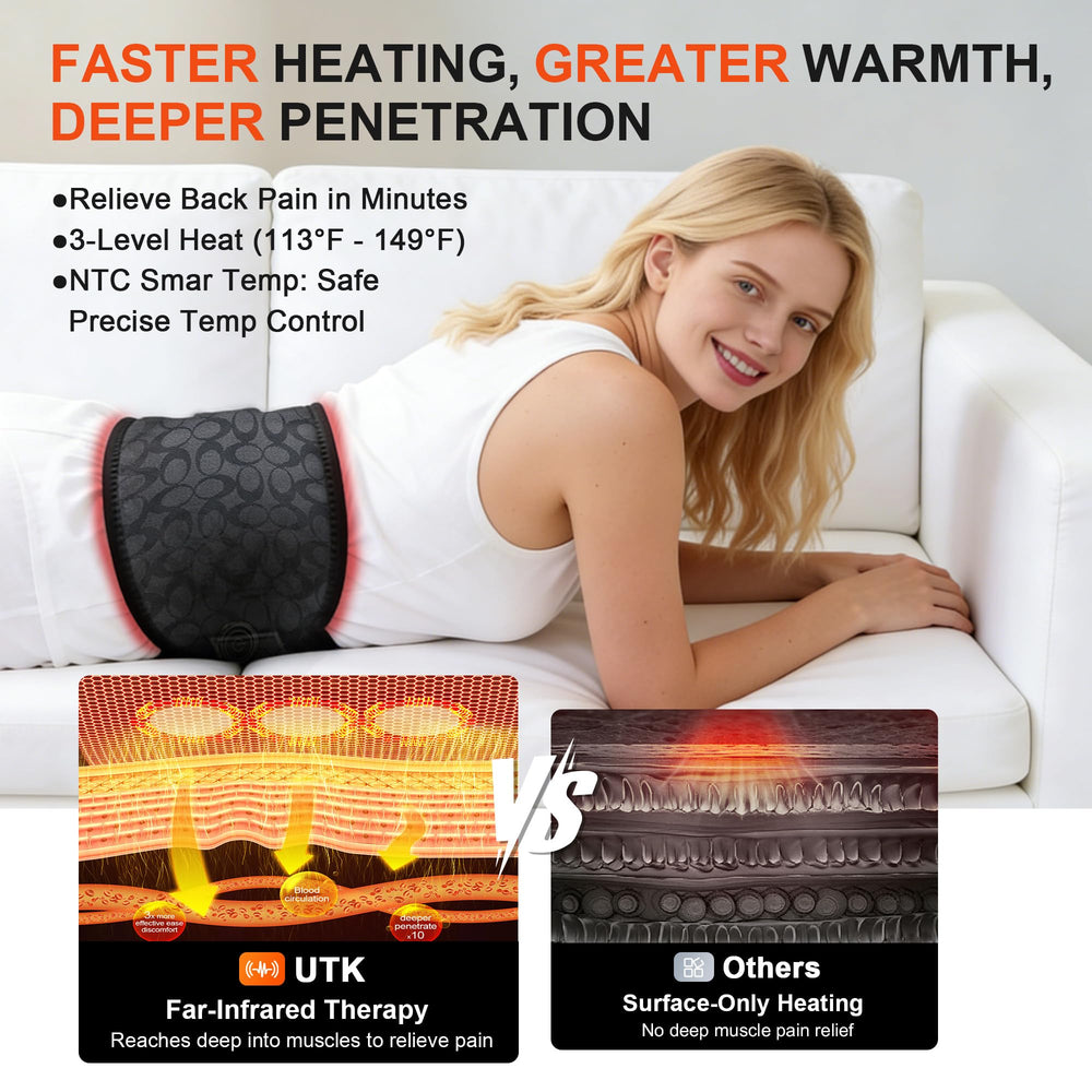 UTK wireless heating belt waist provides portable heat during desk work.