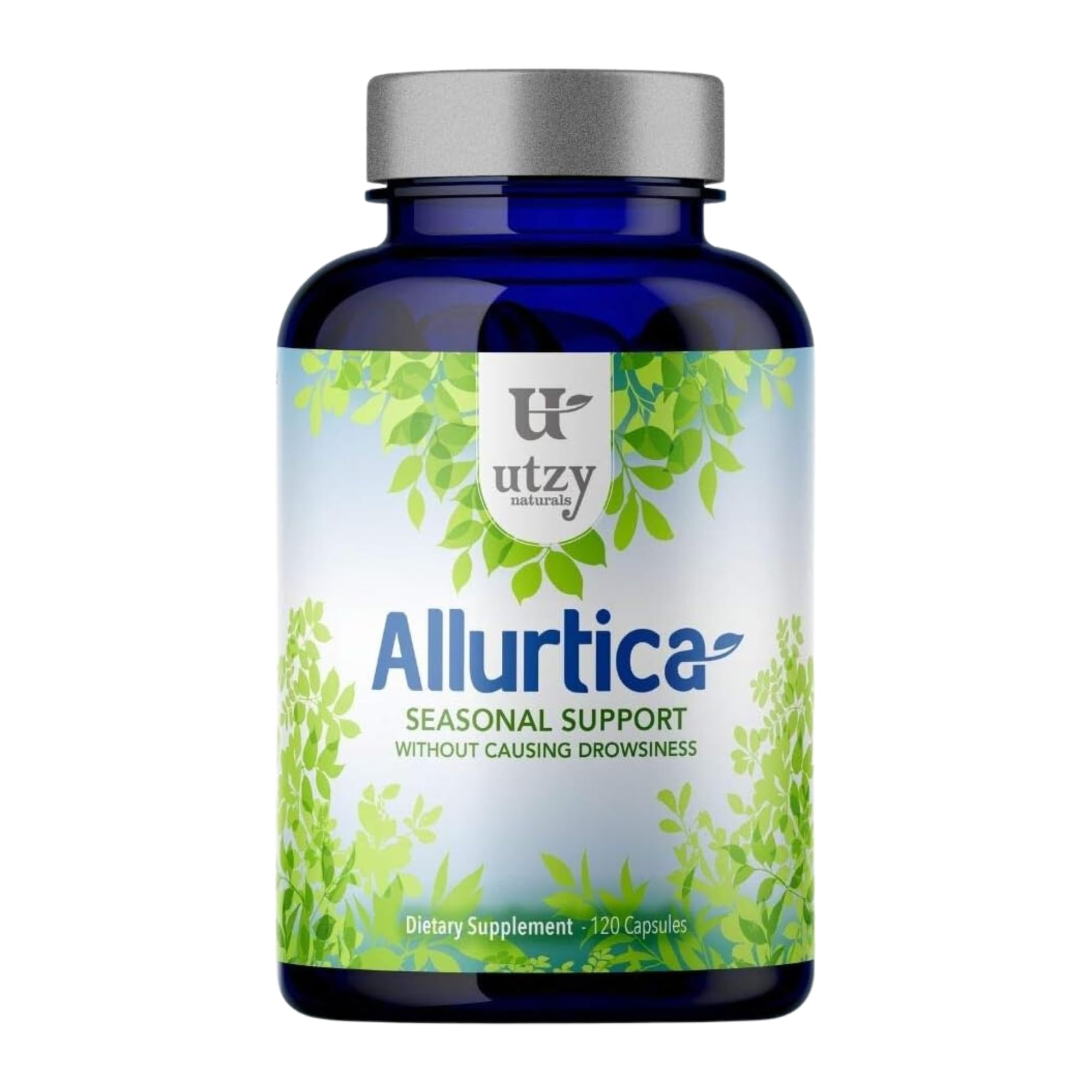 Utzy Naturals Allurtica bottle on shelf signaling non-drowsy relief