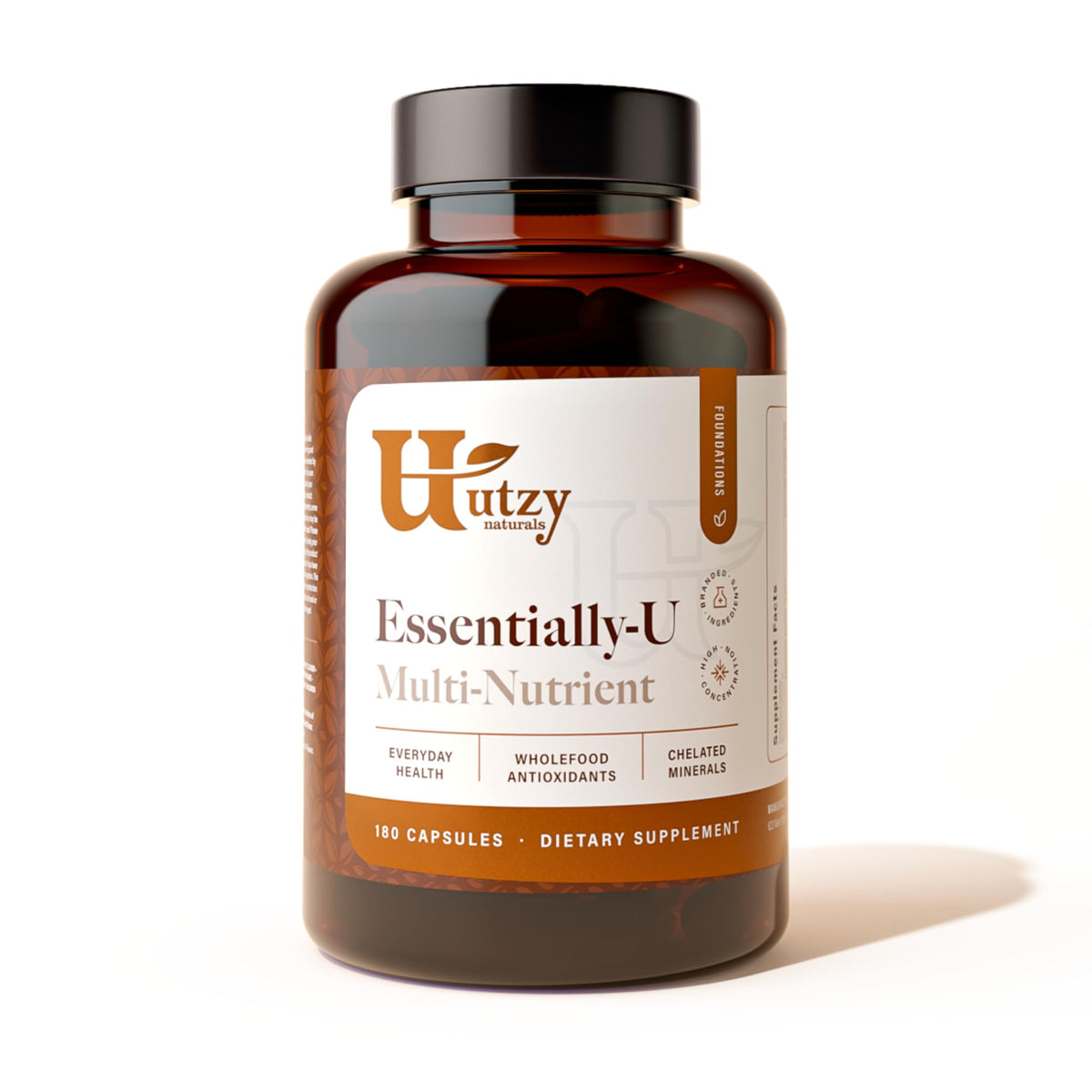 Utzy Naturals Essentially-U bottle shown for daily nutrient support