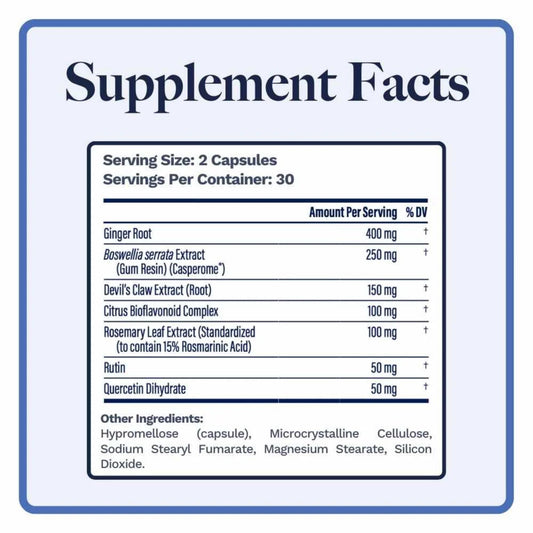 Utzy Naturals Inflavinol bottle back with dosage and ingredients.