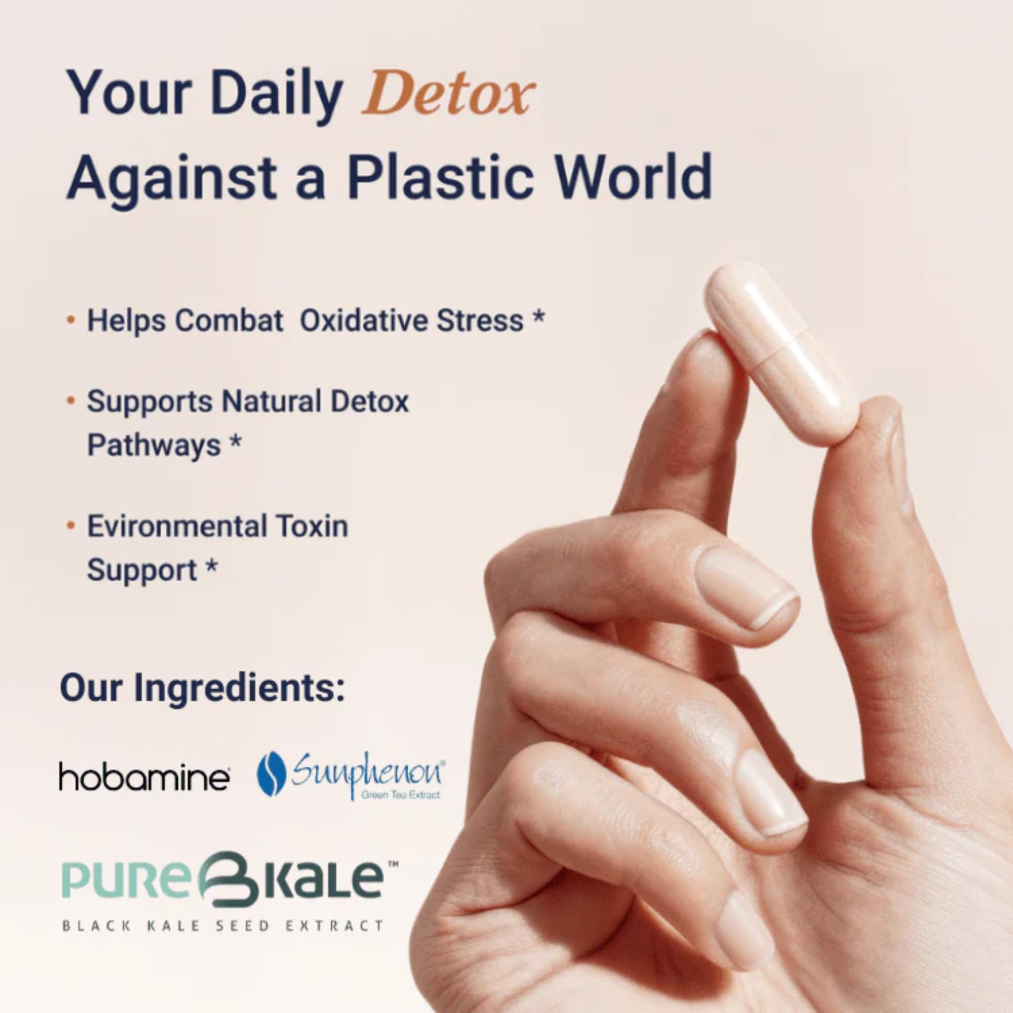 Utzy Naturals Microplastic Daily Detox capsules closeup for easy daily use