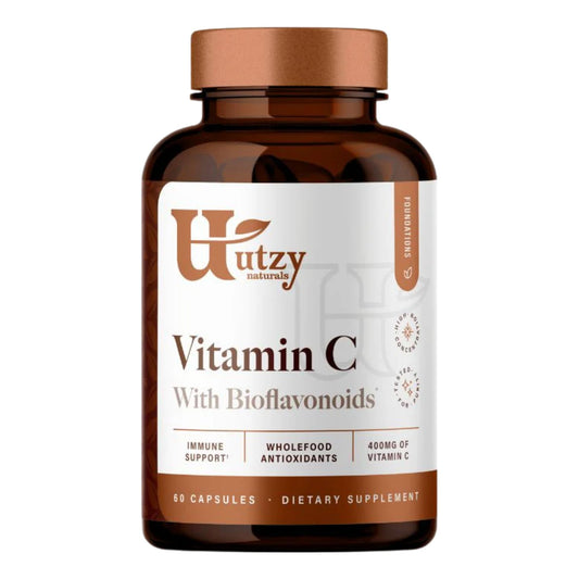 Utzy Naturals Vitamin C Complex bottle front for daily immune support.