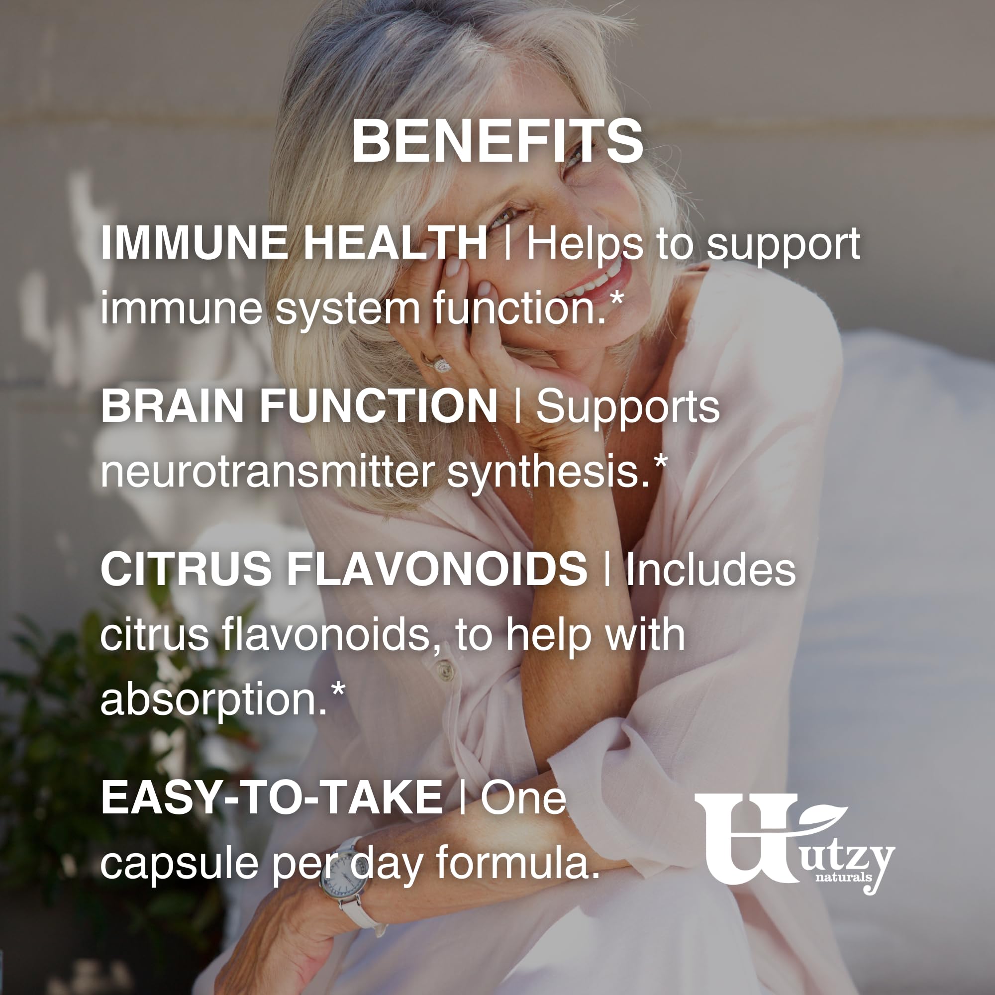 Utzy Naturals Vitamin C Complex manufactured in the USA with Empty Bottle Guarantee.