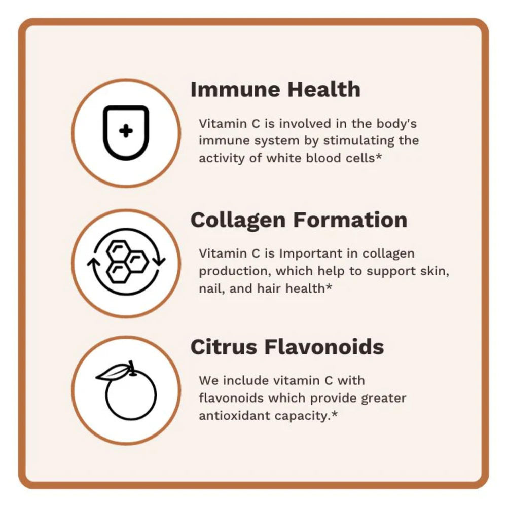 Utzy Naturals Vitamin C Complex vegetarian capsules free of gluten, corn, and yeast.