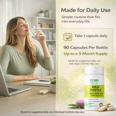 uvora Milk Thistle Detox gluten-free note, vegetarian-friendly supplement option.