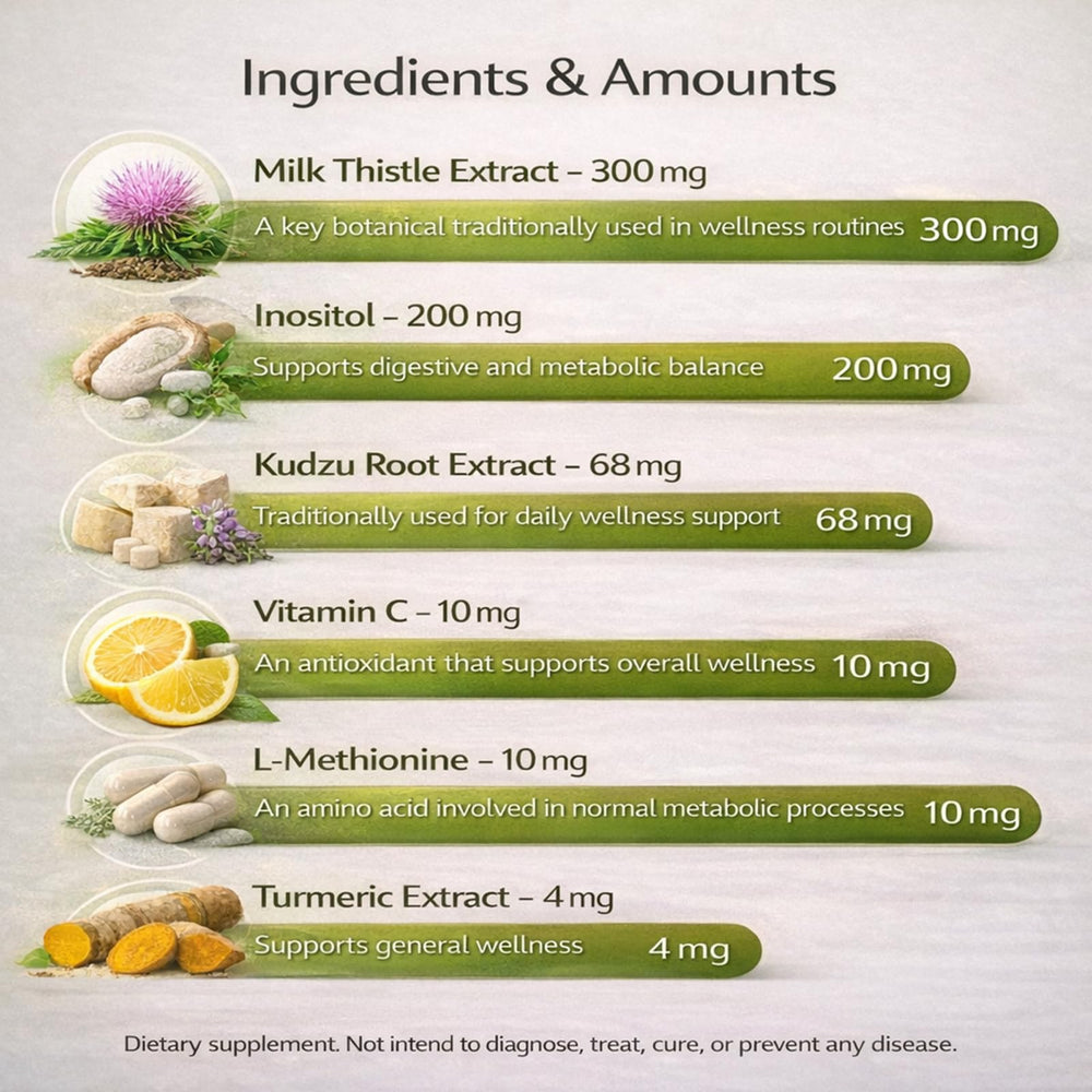 Uvora Milk Thistle Detox label close-up with vegan-friendly design