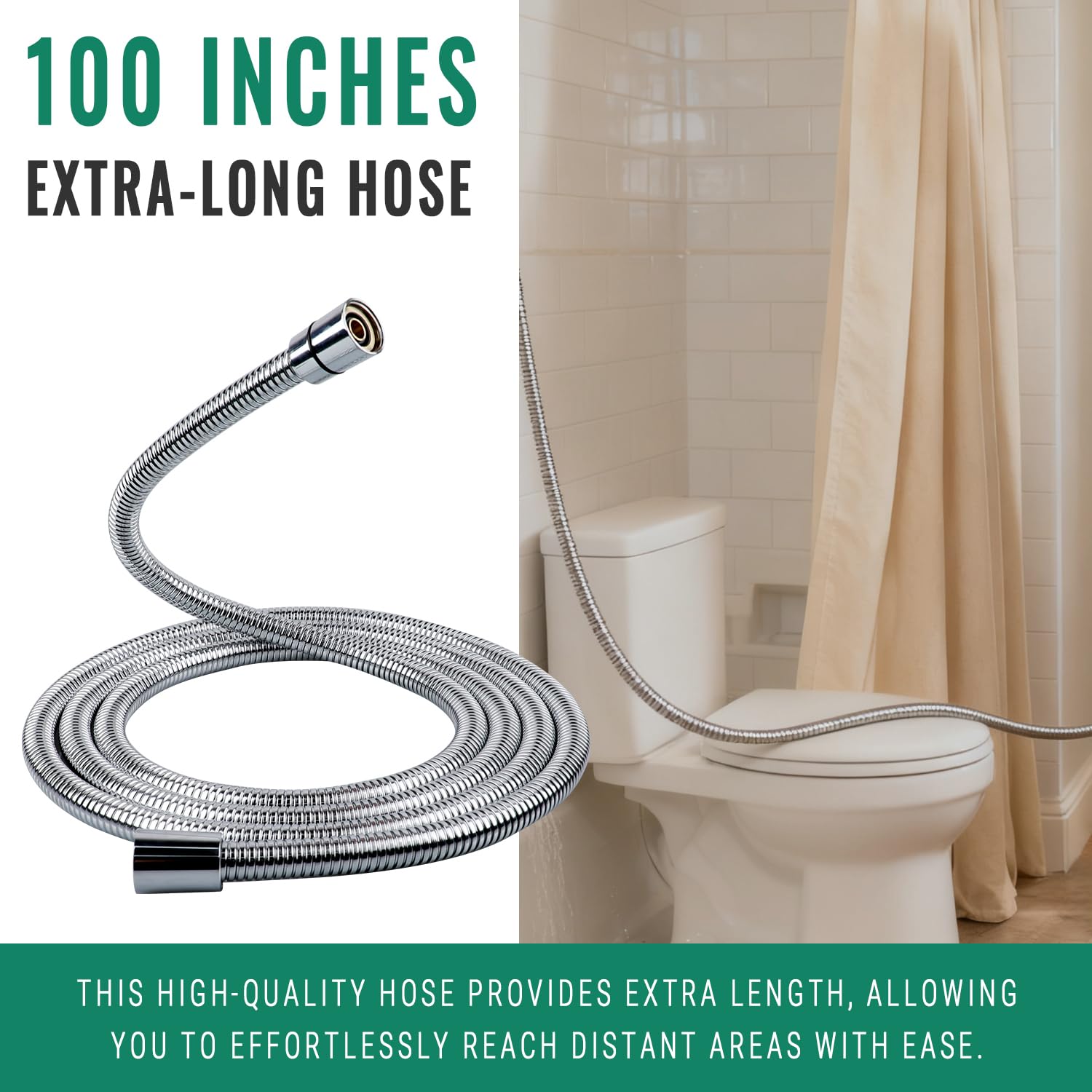 V-Frankness eight-foot hose in 304 stainless steel resists rust