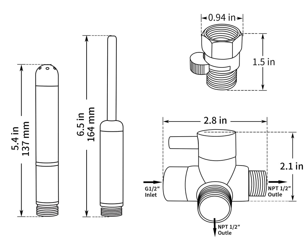 Durable metal shower head compatible with the kit