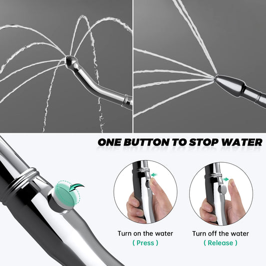 V-Frankness shower enema with diverter for flexible water flow.
