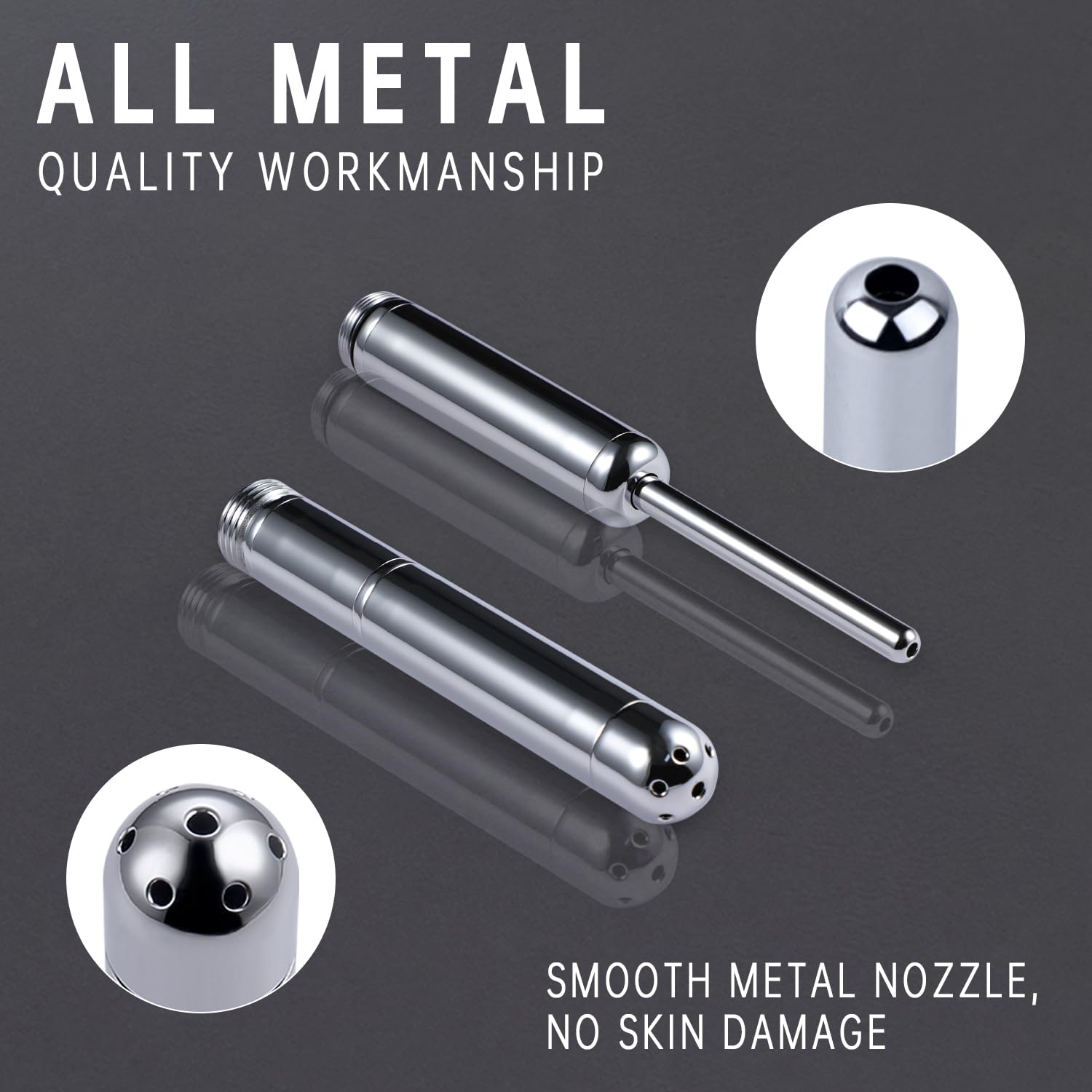 Three-way metal diverter switching shower head and enema nozzle