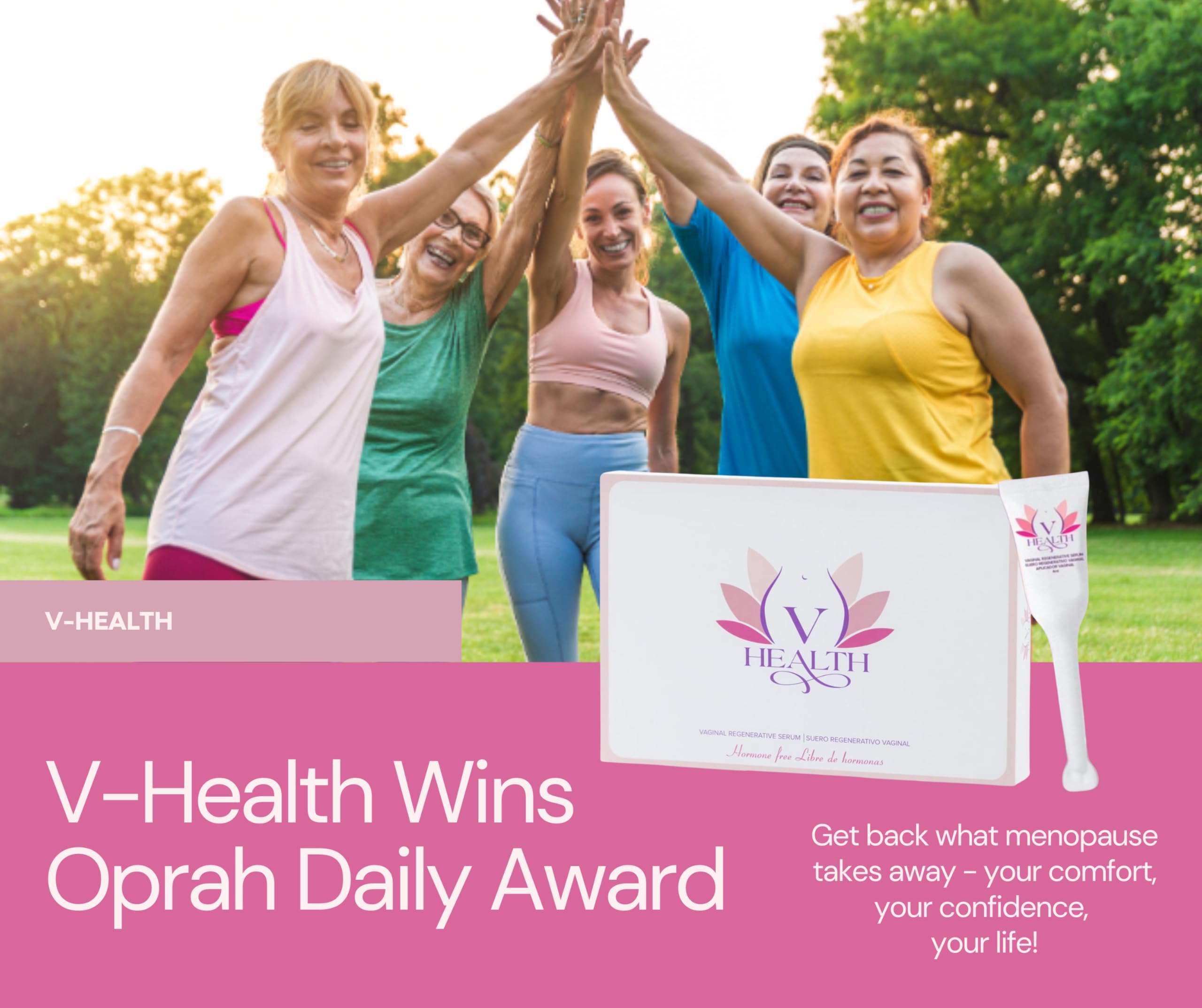 V-HEALTH applicator in hand for easy daily use and comfortable hydration