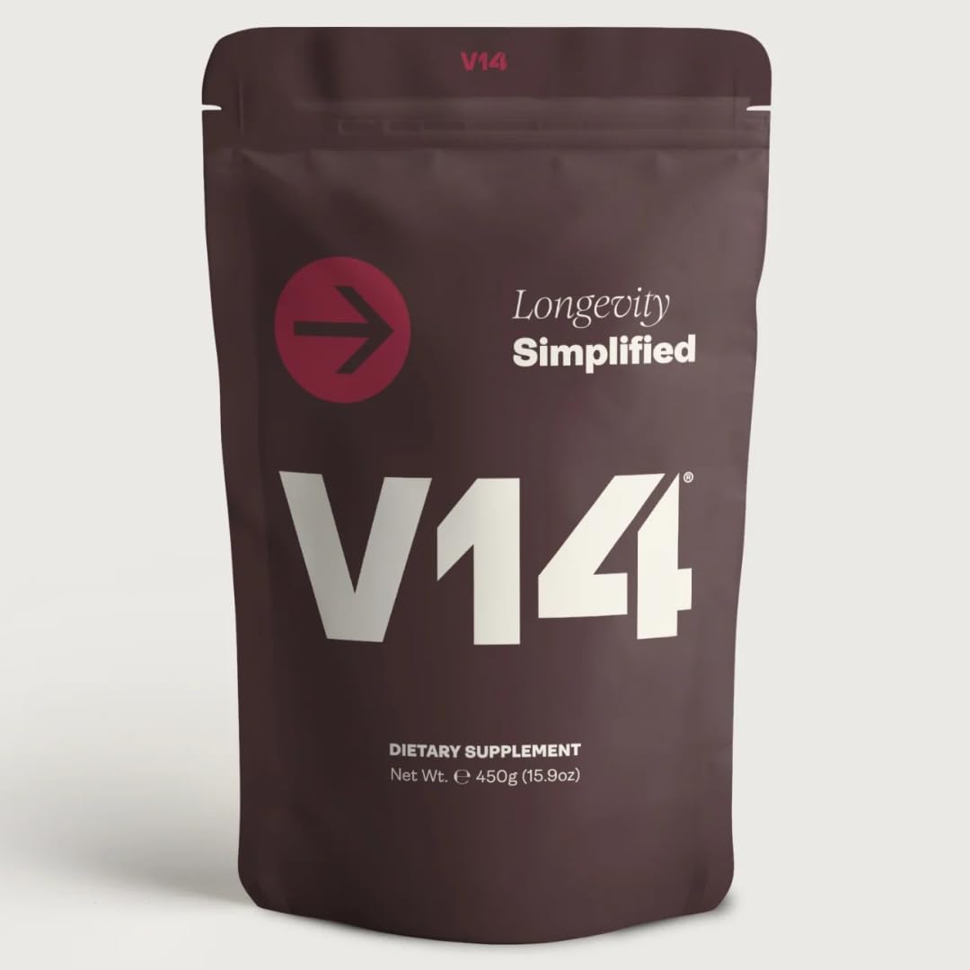 V14 Daily Longevity Reds powder tub front for daily wellness support.