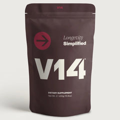 V14 Daily Longevity Reds powder tub front for daily wellness support.